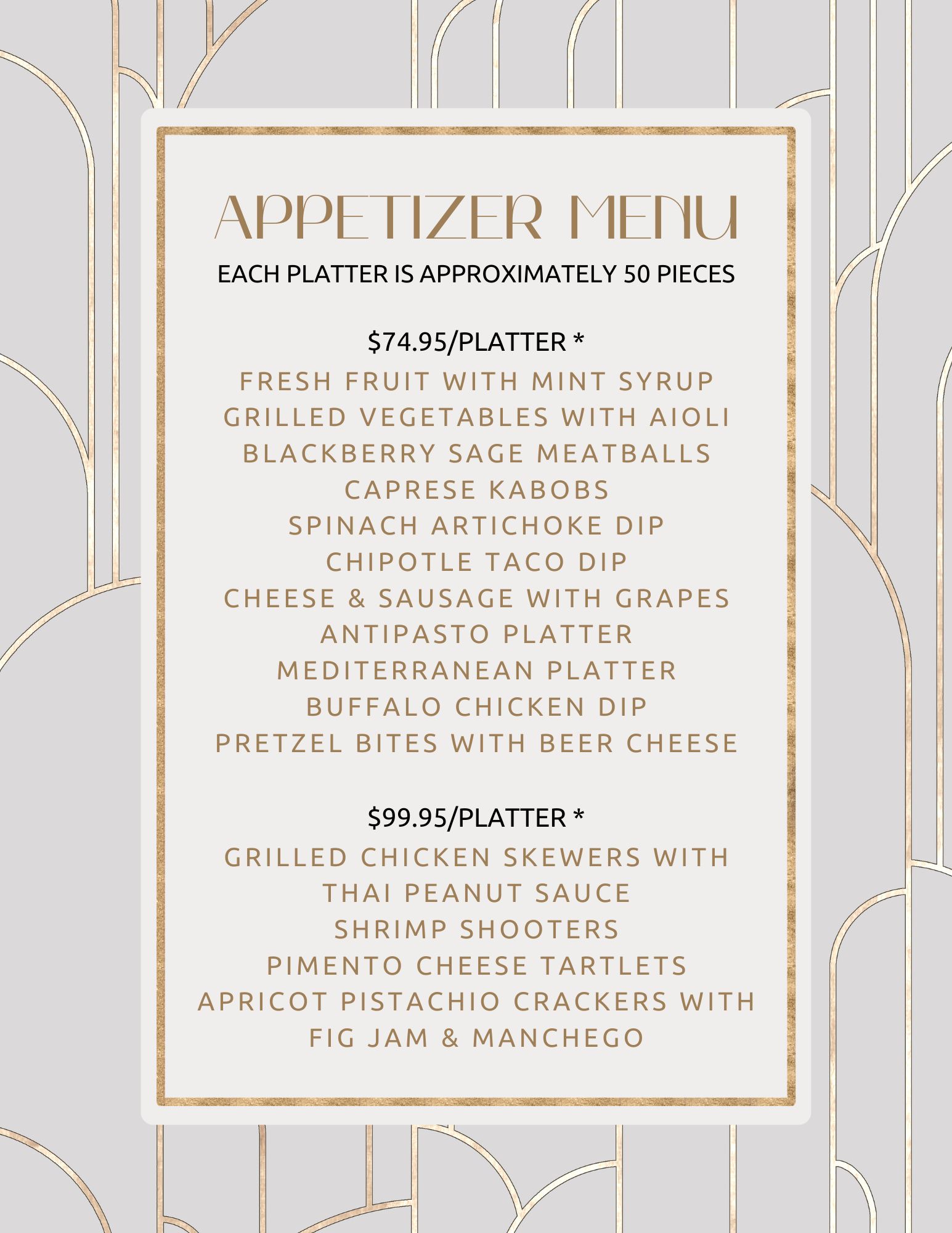 Appetizer menu