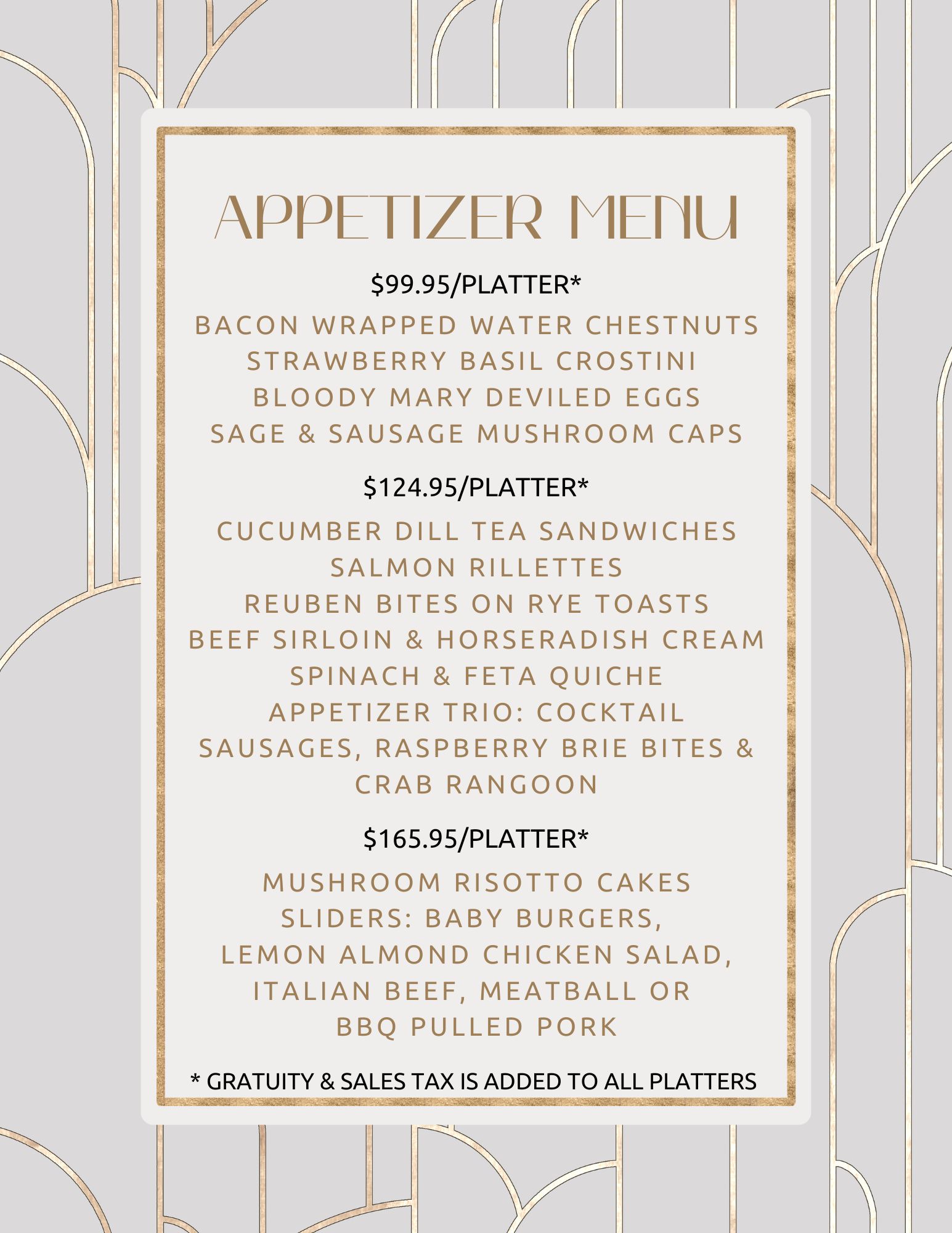 Appetizer menu